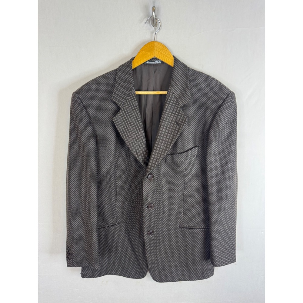 Mani Giorgio Armani Holt Renfrew Wool Blazer Brown Grey Textured Italy 40S Short